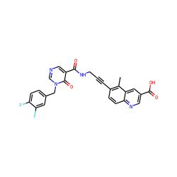 Cc1c(C#CCNC(=O)c2cncn(Cc3ccc(F)c(F)c3)c2=O)ccc2ncc(C(=O)O)cc12 ZINC000096176189