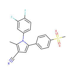 Cc1c(C#N)cc(-c2ccc(S(C)(=O)=O)cc2)n1-c1ccc(F)c(F)c1 ZINC000096928422