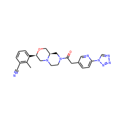 Cc1c(C#N)cccc1[C@@H]1CN2CCN(C(=O)Cc3ccc(-n4cnnn4)nc3)C[C@@H]2CO1 ZINC000206927933