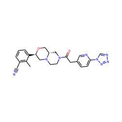 Cc1c(C#N)cccc1[C@@H]1CN2CCN(C(=O)Cc3ccc(-n4cnnn4)nc3)C[C@H]2CO1 ZINC001772593318