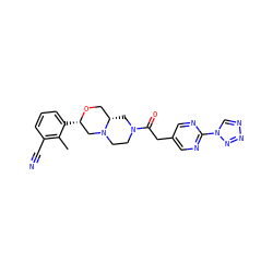 Cc1c(C#N)cccc1[C@H]1CN2CCN(C(=O)Cc3cnc(-n4cnnn4)nc3)C[C@H]2CO1 ZINC000206962841