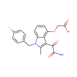 Cc1c(C(=O)C(N)=O)c2c(OCC(=O)O)cccc2n1Cc1ccc(F)cc1 ZINC000001543780