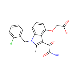 Cc1c(C(=O)C(N)=O)c2c(OCC(=O)O)cccc2n1Cc1ccccc1Cl ZINC000013445787