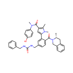Cc1c(C(=O)N(C)c2ccc(O)cc2)cc(-c2cc(CNC(=O)NCc3ccccc3)ccc2C(=O)N2Cc3ccccc3C[C@H]2C)n1C ZINC000261189045