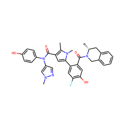Cc1c(C(=O)N(c2ccc(O)cc2)c2cnn(C)c2)cc(-c2cc(F)c(O)cc2C(=O)N2Cc3ccccc3C[C@H]2C)n1C ZINC000261091031