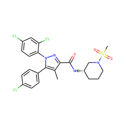 Cc1c(C(=O)N[C@H]2CCCN(S(C)(=O)=O)C2)nn(-c2ccc(Cl)cc2Cl)c1-c1ccc(Cl)cc1 ZINC000084654182