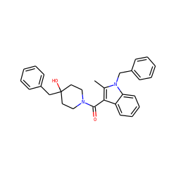 Cc1c(C(=O)N2CCC(O)(Cc3ccccc3)CC2)c2ccccc2n1Cc1ccccc1 ZINC000114220515