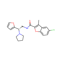 Cc1c(C(=O)NC[C@@H](c2ccco2)N2CCCC2)oc2ccc(Cl)cc12 ZINC000005451189