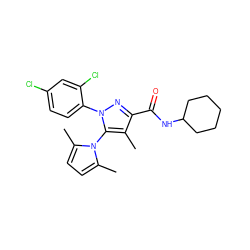 Cc1c(C(=O)NC2CCCCC2)nn(-c2ccc(Cl)cc2Cl)c1-n1c(C)ccc1C ZINC000014975687
