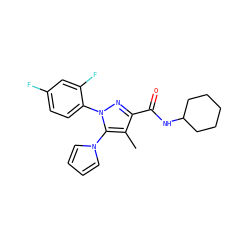 Cc1c(C(=O)NC2CCCCC2)nn(-c2ccc(F)cc2F)c1-n1cccc1 ZINC000014975716