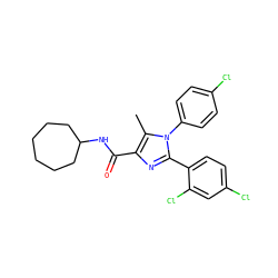 Cc1c(C(=O)NC2CCCCCC2)nc(-c2ccc(Cl)cc2Cl)n1-c1ccc(Cl)cc1 ZINC000013611886