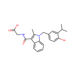 Cc1c(C(=O)NCC(=O)O)c2ccccc2n1Cc1ccc(O)c(C(C)C)c1 ZINC000103239854