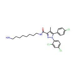 Cc1c(C(=O)NCCCCCCCCN)nn(-c2ccc(Cl)cc2Cl)c1-c1ccc(Cl)cc1 ZINC000299824175