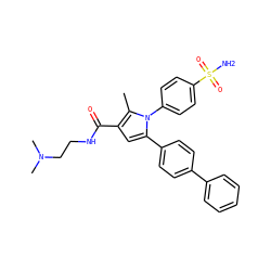 Cc1c(C(=O)NCCN(C)C)cc(-c2ccc(-c3ccccc3)cc2)n1-c1ccc(S(N)(=O)=O)cc1 ZINC000064526338