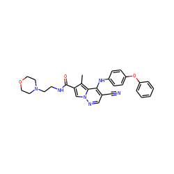 Cc1c(C(=O)NCCN2CCOCC2)cn2ncc(C#N)c(Nc3ccc(Oc4ccccc4)cc3)c12 ZINC000028569390