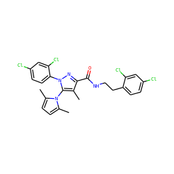 Cc1c(C(=O)NCCc2ccc(Cl)cc2Cl)nn(-c2ccc(Cl)cc2Cl)c1-n1c(C)ccc1C ZINC000049711193