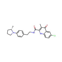 Cc1c(C(=O)NCCc2ccc(N3CCC[C@@H]3C)cc2)[nH]c2ccc(Cl)cc2c1=O ZINC001772620642