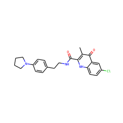 Cc1c(C(=O)NCCc2ccc(N3CCCC3)cc2)[nH]c2ccc(Cl)cc2c1=O ZINC001772628349