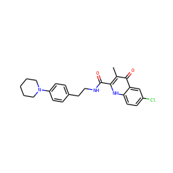 Cc1c(C(=O)NCCc2ccc(N3CCCCC3)cc2)[nH]c2ccc(Cl)cc2c1=O ZINC001772657832