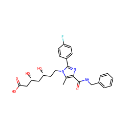 Cc1c(C(=O)NCc2ccccc2)nc(-c2ccc(F)cc2)n1CC[C@@H](O)C[C@@H](O)CC(=O)O ZINC000071294977