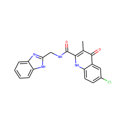 Cc1c(C(=O)NCc2nc3ccccc3[nH]2)[nH]c2ccc(Cl)cc2c1=O ZINC001772599974