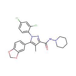 Cc1c(C(=O)NN2CCCCC2)nn(-c2ccc(Cl)cc2Cl)c1-c1ccc2c(c1)OCO2 ZINC000001489480