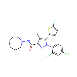 Cc1c(C(=O)NN2CCCCCC2)nn(-c2ccc(Cl)cc2Cl)c1-c1ccc(Cl)s1 ZINC000035880681