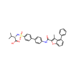 Cc1c(C(=O)Nc2ccc(-c3ccc(S(=O)(=O)N[C@H](C(=O)O)C(C)C)cc3)cc2)oc2cccc(-c3ccccc3)c12 ZINC000042988469