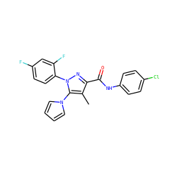 Cc1c(C(=O)Nc2ccc(Cl)cc2)nn(-c2ccc(F)cc2F)c1-n1cccc1 ZINC000045301050