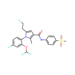 Cc1c(C(=O)Nc2ccc(S(C)(=O)=O)cc2)cc(CCF)n1-c1ccc(F)cc1OC(F)F ZINC000118712640