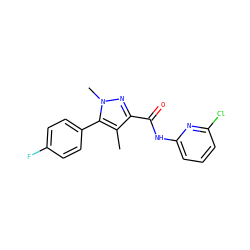Cc1c(C(=O)Nc2cccc(Cl)n2)nn(C)c1-c1ccc(F)cc1 ZINC000095602924