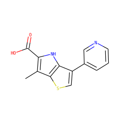 Cc1c(C(=O)O)[nH]c2c(-c3cccnc3)csc12 ZINC000084706549