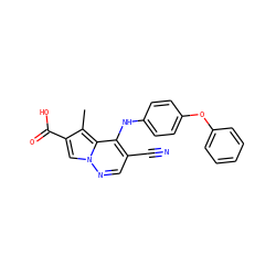 Cc1c(C(=O)O)cn2ncc(C#N)c(Nc3ccc(Oc4ccccc4)cc3)c12 ZINC000028567943