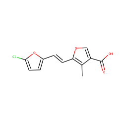 Cc1c(C(=O)O)coc1/C=C/c1ccc(Cl)o1 ZINC001772638255