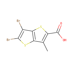Cc1c(C(=O)O)sc2c(Br)c(Br)sc12 ZINC000084704757