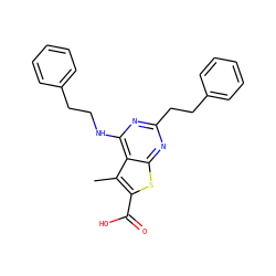 Cc1c(C(=O)O)sc2nc(CCc3ccccc3)nc(NCCc3ccccc3)c12 ZINC001772652243