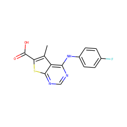 Cc1c(C(=O)O)sc2ncnc(Nc3ccc(F)cc3)c12 ZINC000020328324