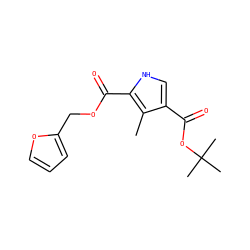 Cc1c(C(=O)OC(C)(C)C)c[nH]c1C(=O)OCc1ccco1 ZINC000013533486
