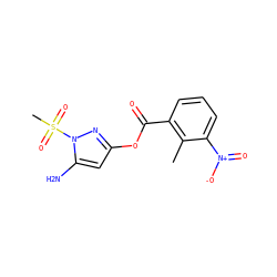 Cc1c(C(=O)Oc2cc(N)n(S(C)(=O)=O)n2)cccc1[N+](=O)[O-] ZINC000009391805