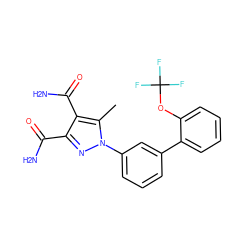 Cc1c(C(N)=O)c(C(N)=O)nn1-c1cccc(-c2ccccc2OC(F)(F)F)c1 ZINC000066259639