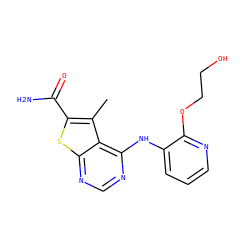 Cc1c(C(N)=O)sc2ncnc(Nc3cccnc3OCCO)c12 ZINC000118824561