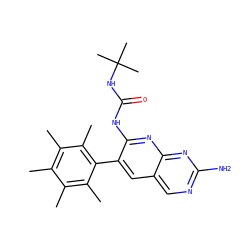 Cc1c(C)c(C)c(-c2cc3cnc(N)nc3nc2NC(=O)NC(C)(C)C)c(C)c1C ZINC000014944700