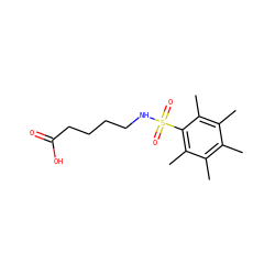Cc1c(C)c(C)c(S(=O)(=O)NCCCCC(=O)O)c(C)c1C ZINC000274950543