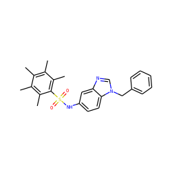 Cc1c(C)c(C)c(S(=O)(=O)Nc2ccc3c(c2)ncn3Cc2ccccc2)c(C)c1C ZINC000040872710