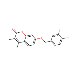 Cc1c(C)c2ccc(OCc3ccc(F)c(F)c3)cc2oc1=O ZINC000013835592