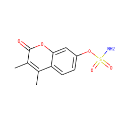 Cc1c(C)c2ccc(OS(N)(=O)=O)cc2oc1=O ZINC000001903170