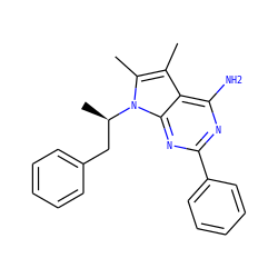 Cc1c(C)n([C@H](C)Cc2ccccc2)c2nc(-c3ccccc3)nc(N)c12 ZINC000027422011