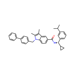 Cc1c(C)n(Cc2ccc(-c3ccccc3)cc2)c2ccc(C(=O)N[C@H](c3cccc(C(C)C)c3)C3CC3)cc12 ZINC000207186381