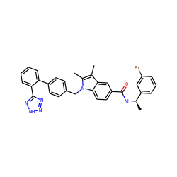 Cc1c(C)n(Cc2ccc(-c3ccccc3-c3nn[nH]n3)cc2)c2ccc(C(=O)N[C@H](C)c3cccc(Br)c3)cc12 ZINC000199400931