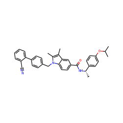 Cc1c(C)n(Cc2ccc(-c3ccccc3C#N)cc2)c2ccc(C(=O)N[C@@H](C)c3ccc(OC(C)C)cc3)cc12 ZINC000205983588
